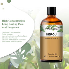 PHATOIL 3.38 Fl Oz Neroli Essential Oil for Diffuser, 100% Pure Neroli Oil for Aromatherapy, Candle, Soap Making Scent DIY