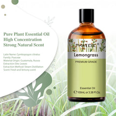 PHATOIL Lemongrass Essential Oils for Aromatherapy Massage Relaxation 100ml/3.38 fl.Oz