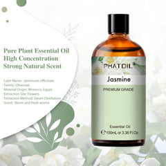 PHATOIL Jasmine Essential Oils Perfect for Aromatherapy, Humidifier, Spa Massage, Bath, 100ml/3.38 fl.Oz