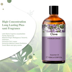 PHATOIL 3.38 fl.Oz Clove Essential Oils for Skin Care, Aromatherapy, Humidifiers, Massage, 100% Pure clove oil