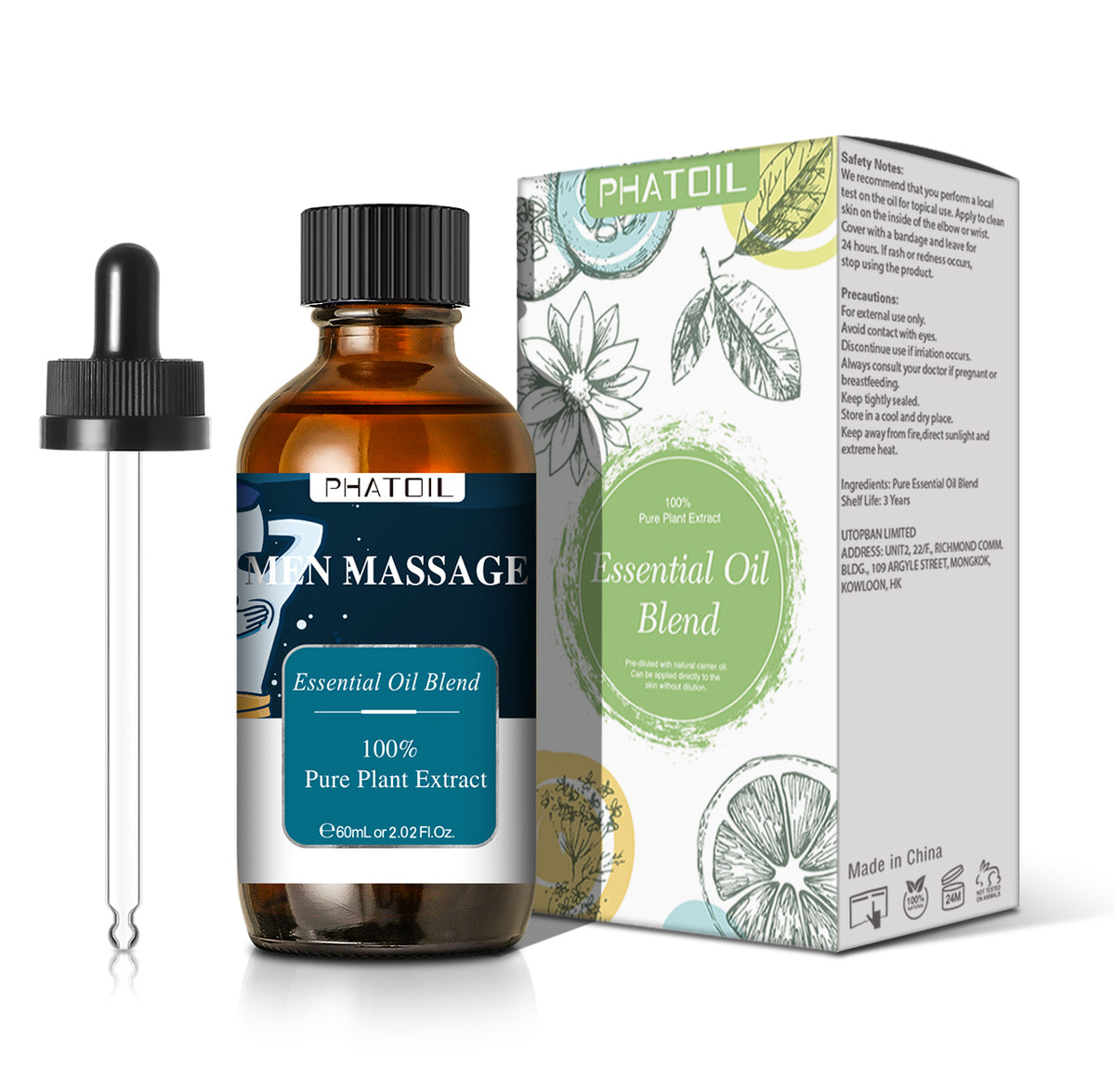Essential Oil Blend - Men Massage-2.02Oz-Package-PHATOI