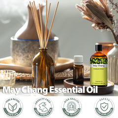 PHATOIL May Chang Fragrance Oil 3.38 FL OZ, Fresh Herbal Scent for Diffusers, Humidifiers, DIY Car Freshies, Bath Bomb Making