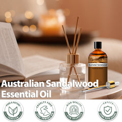 PHATOIL 3.38Fl Oz Essential Oil, Premium Fragrance Oil for Aromatherapy, DIY Candle, Soap Making - Australian Sandalwood Scent