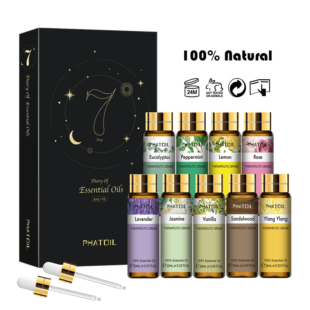 PHATOIL Pure Essential Oils Set for Candle Making, Diffusers, Fragrance, Aromatherapy Scents, 9X10Ml