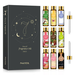 PHATOIL Fragrance Oil Set with Candle Making, Soap Making & Diffuser Oils, Freshie Scents, 9 x 10ml