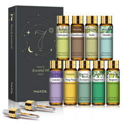 Phatoil 9 Pack Essential Oils Set Aromatherapy Oils Gift Set For Home Humidifiers, 10Ml