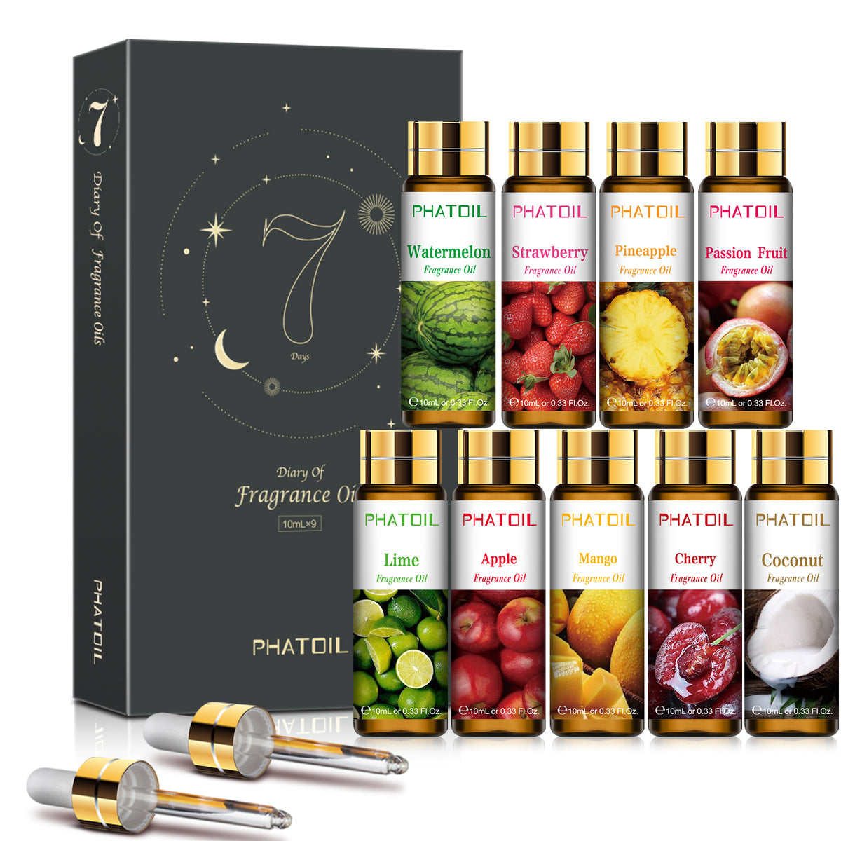 PHATOIL Fruity Fragrance Oils Set - 9 Blends for Diffusers, Home Care(10mL)