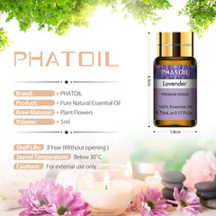 PHATOIL 15pcs x 5ml Essential Oils Gift Set Perfect for Skin & Hair Care, Bath, Relaxation, Ideal for Aromatherapy Diffuser, Soap Candle Making