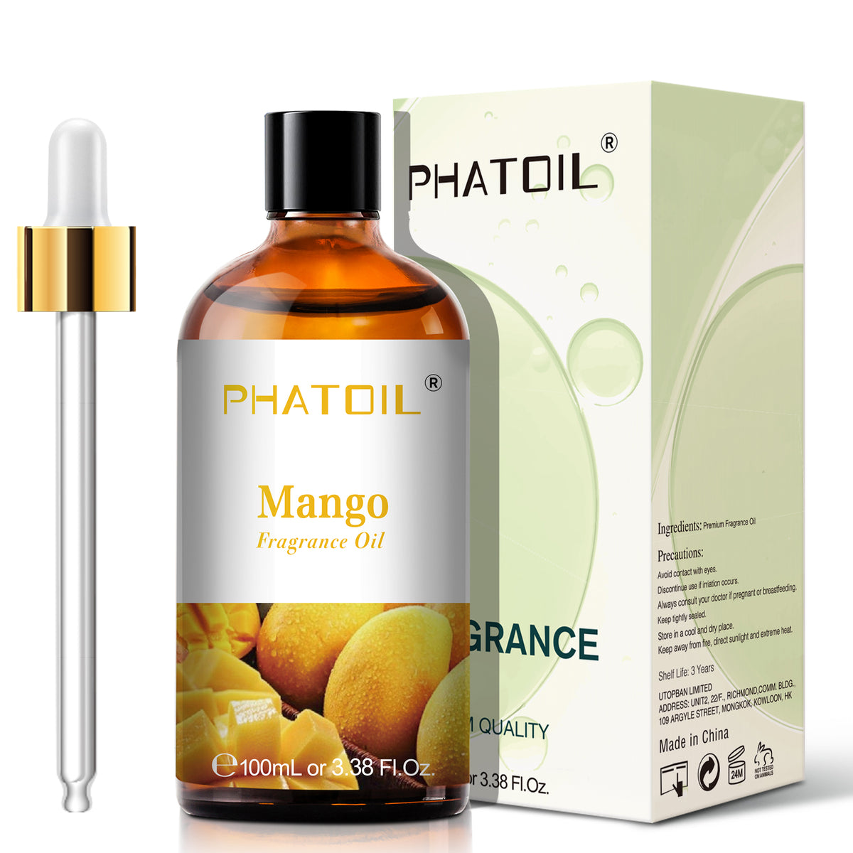PHATOIL Fragrance Oil for Candle Making, Mango Essential Oil for Diffuser, Aromatherapy, Soap Making, 3.38 fl oz