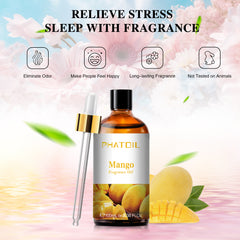 PHATOIL Fragrance Oil for Candle Making, Mango Essential Oil for Diffuser, Aromatherapy, Soap Making, 3.38 fl oz