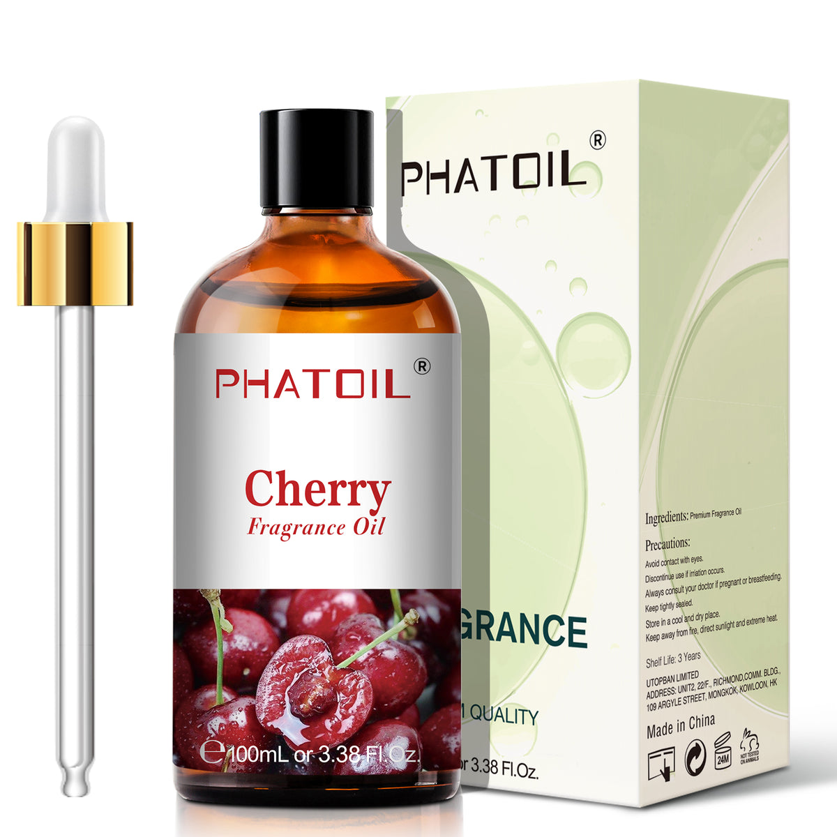 PHATOIL Cherry Essential Oils Fruit Scented Oil 100ml, Fragrance Oil for Candle Making, Soap Making, Diffuser Oil