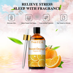 PHATOIL 100ml Sweet Orange Fragrance Oils Fruit Scented Oil for Candle Making, Soap Making, Aromatherapy and Diffuser