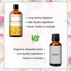 PHATOIL 100ml Sweet Orange Fragrance Oils Fruit Scented Oil for Candle Making, Soap Making, Aromatherapy and Diffuser