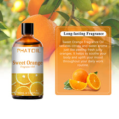 PHATOIL 100ml Sweet Orange Fragrance Oils Fruit Scented Oil for Candle Making, Soap Making, Aromatherapy and Diffuser