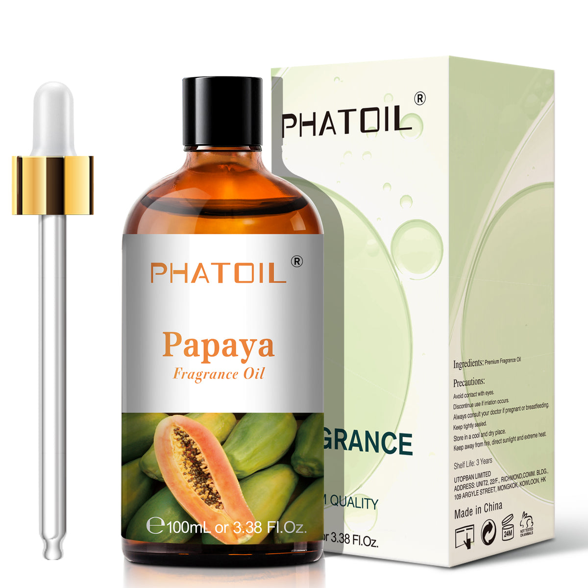 PHATOIL Papaya Fragrance Oils for Diffuser, Essential Oils for Diffusers for Home, Perfect for Yoga, DIY Candle and Soap Making - 100ml