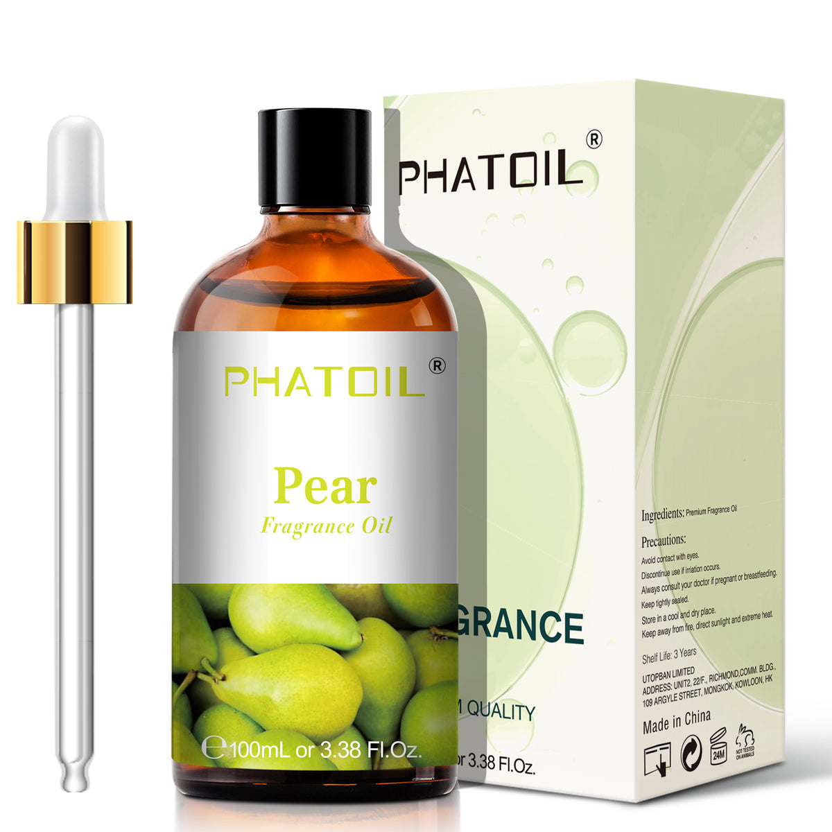 PHATOIL Pear Essential Oils Fruit Scented Oil 100ml, Fragrance Oil for Candle Making, Soap Making, Diffuser Oil