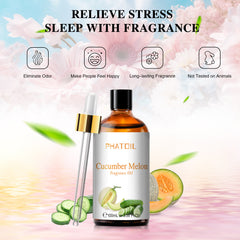 PHATOIL 100ML Cucumber Melon Essential Oils for Aromatherapy Diffuser, Relaxation - 3.38FL.OZ