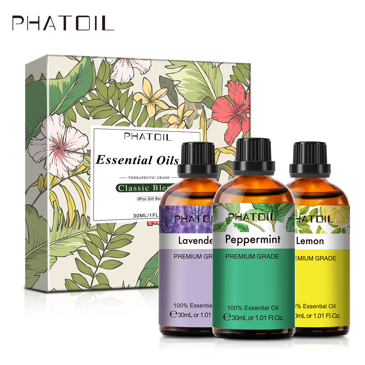 Classic Blends Collection Essential Oils Set-3×1.01Oz-Package-PHATOIL