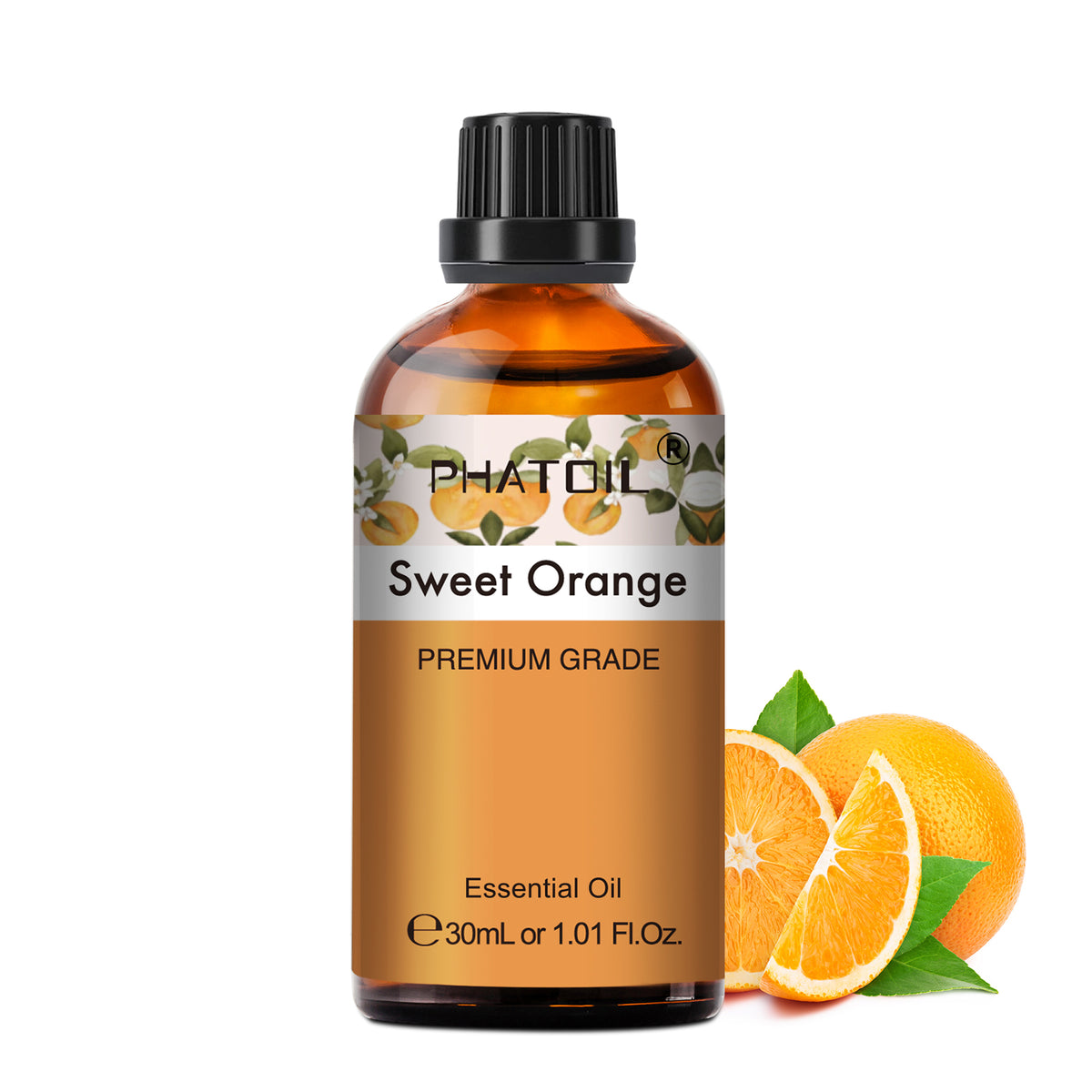 PHATOIL Sweet Orange Essential Oils for Diffusers Humidifier 100% Pure Natural Aromatherapy Massage Bath Sleep Relaxation 30ml/1.01 fl.Oz