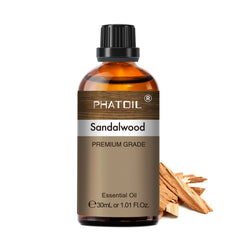PHATOIL Sandalwood Essential Oils for Diffusers Humidifier 100% Pure Natural Aromatherapy Massage Bath Sleep Relaxation 30ml/1.01 fl.Oz