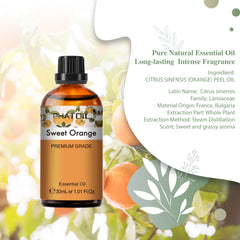 PHATOIL Sweet Orange Essential Oils for Diffusers Humidifier 100% Pure Natural Aromatherapy Massage Bath Sleep Relaxation 30ml/1.01 fl.Oz