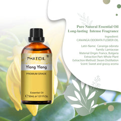 PHATOIL Ylang Ylang Essential Oils for Diffusers Humidifier 100% Pure Natural Aromatherapy Massage Bath Sleep Relaxation 30ml/1.01 fl.Oz
