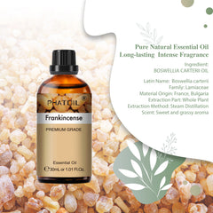 PHATOIL 1.01 Fl Oz Frankincense Essential Oil for Diffuser Skin, 100% Pure Natural Frankincense Oil for Aromatherapy, Candle, Bath Bomb & Soap Making Scent DIY