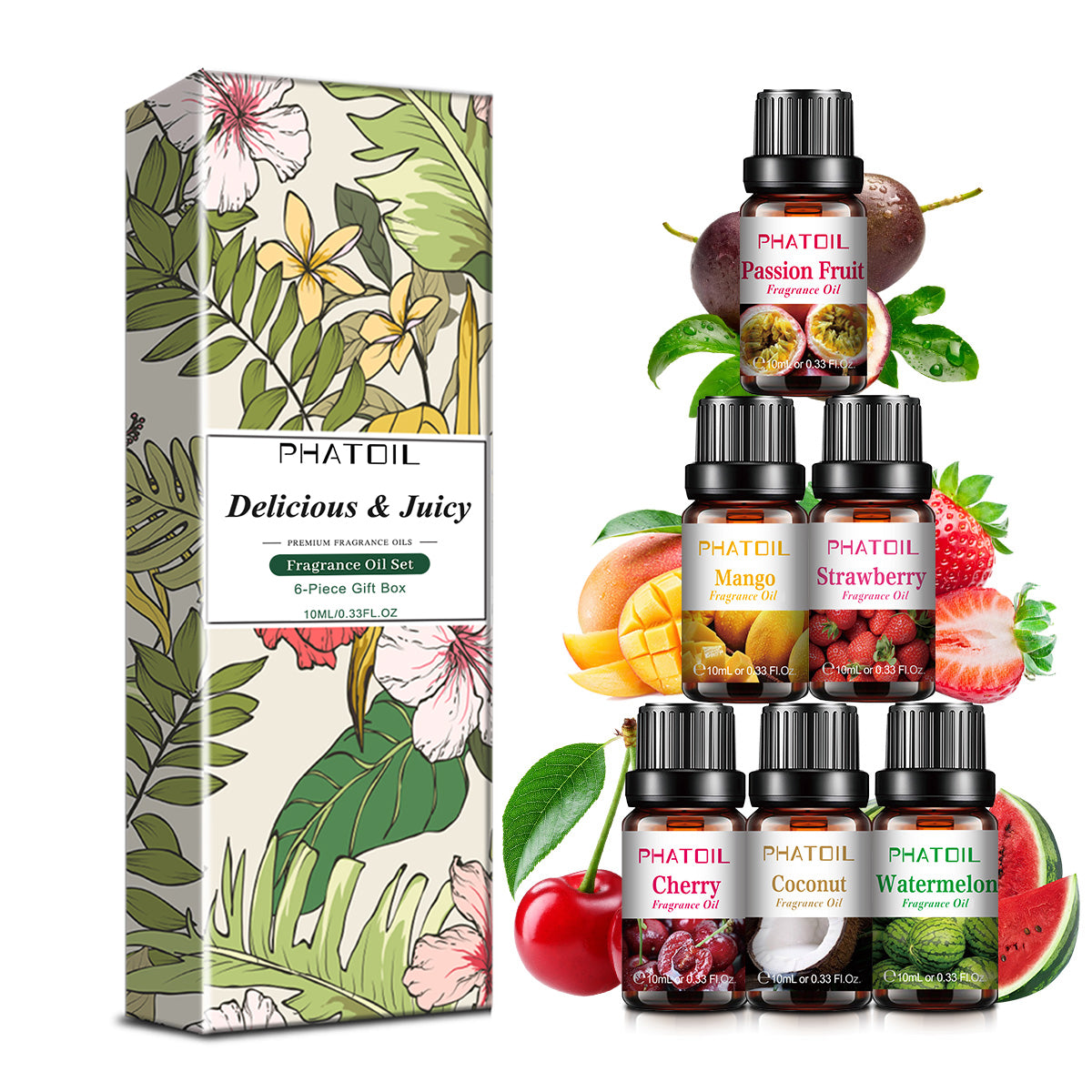 Delicious & Juicy Fruit Fragrance Oil Set-6×0.33Oz-Package-PHATOIL