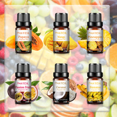 PHATOIL Fruity Fragrance Oil for Soap Making, Essential Oils Set, 10ml x 6 - Coconut, Mango, Pineapple, Summer Aromatherapy Diffuser Oils